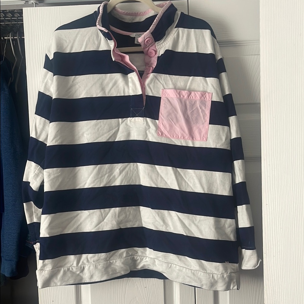 Crown & Ivy Striped Sweater with Pink Accent